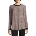 Liz Claiborne Long Sleeve Split Crew Neck Woven Floral Blouse-tall