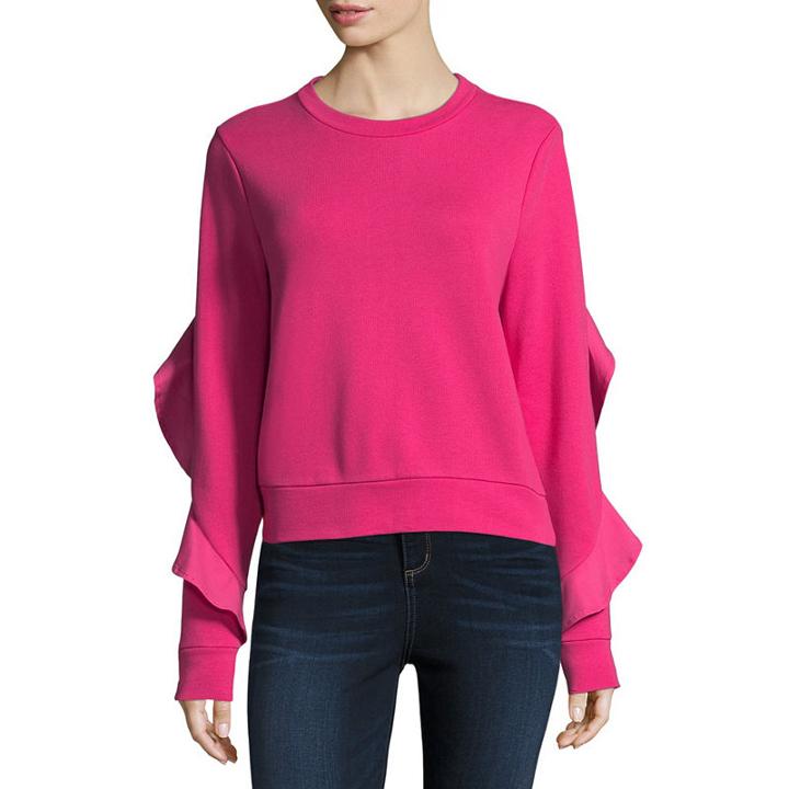 Project Runway Long Sleeve Mixed Media Top