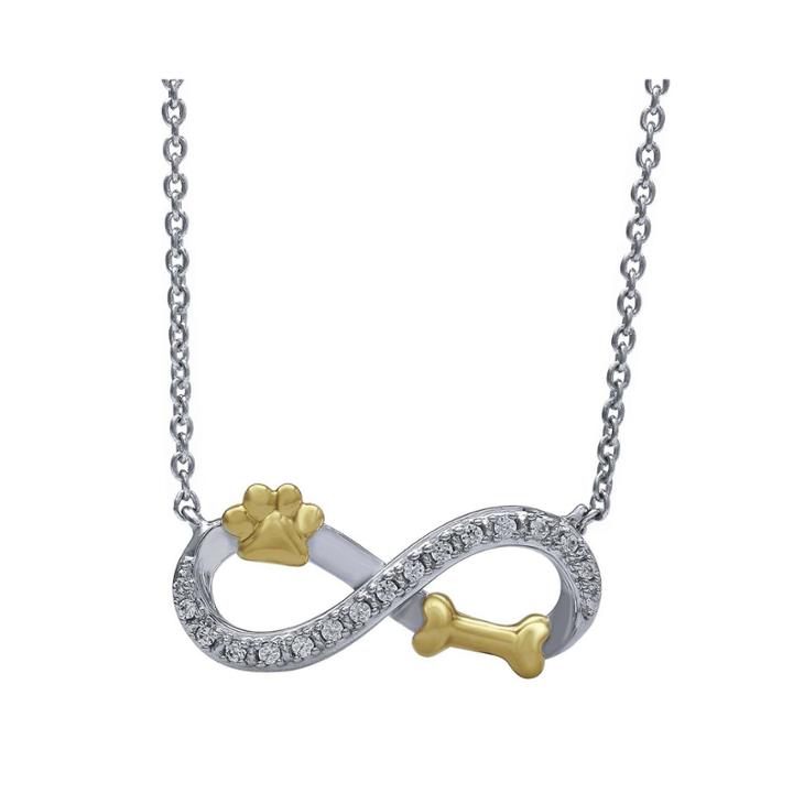 Aspca Tender Voices Diamond-accent Paw And Bone Pendant Necklace