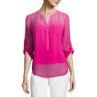 Liz Claiborne 3/4-sleeve Dip Dye Woven Shirt