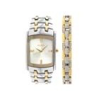 Elgin Mens Two-tone Crystal Watch And Bracelet
