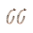 Stainless Steel And Pink Ip Crystal In-out Hoop Earrings