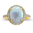 Womens 1/6 Ct. T.w. Lab Created Multi Color Opal 10k Gold Cocktail Ring