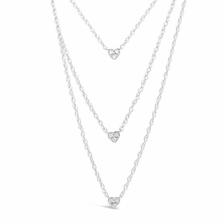 Womens 1/10 Ct. T.w. White Diamond Heart Strand Necklace