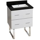 23.75-in. W Floor Mount White Vanity Set For 3h4-in. Drilling Black Galaxy Top White Um Sink