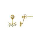 Petite Lux&trade; Cubic Zirconia 10k Yellow Gold Stud Jacket Earrings