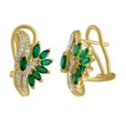 Lab Created Green Emerald 14k Gold Over Silver Drop Earrings