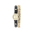 Decree Womens Black Strap And Chain-link Wrap Watch