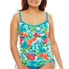 Pure Paradise Jungle-flower Floral Peasant Tankini Swim Top