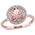 Womens Genuine Pink Morganite 10k Gold Engagement Ring