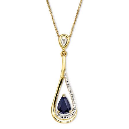 Blue Sapphire & Diamond-accent 10k Gold Pendant Necklace