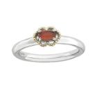 Personally Stackable Oval Genuine Red Agate Two-tone Ring