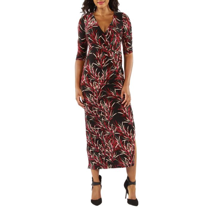 24/7 Comfort Apparel Bamboo Print Maxi Dress