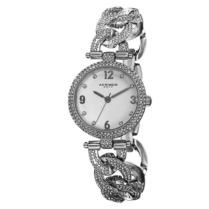 Akribos Xxiv Womens Silver Tone Strap Watch-a-756ss