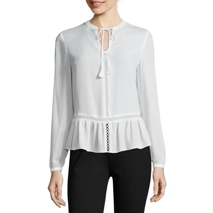A.n.a Long-sleeve Peplum Blouse