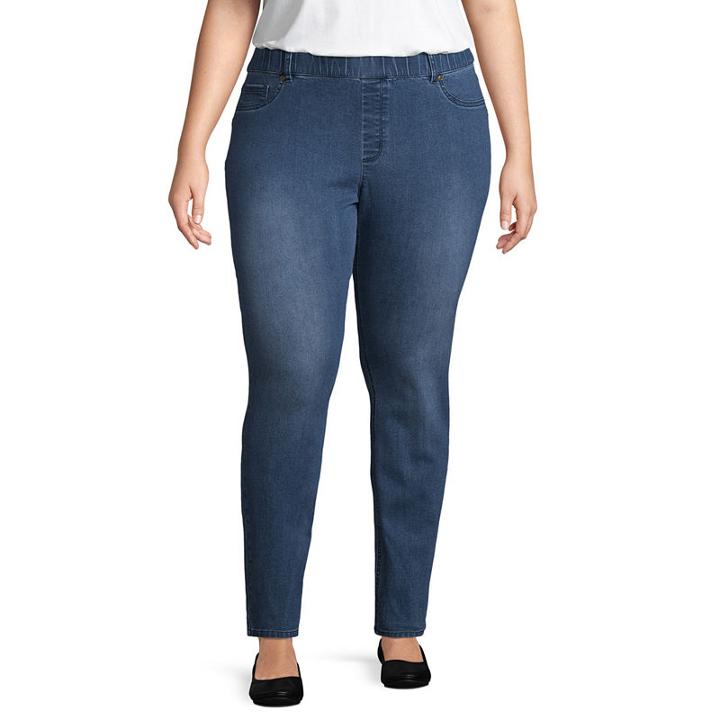 St. John's Bay Pull On Slim Leg Denim-plus