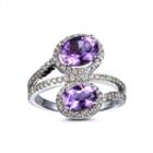 Womens Amethyst Purple Sterling Silver Bypass Ring