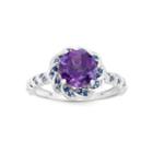Genuine Amethyst & Lab Created Blue Sapphire Sterling Silver Ring