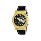 Heritor Automatic Gemini Mens Skeleton Dial Leather-gold/black Watches