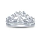 Enchanted By Disney 1/6 C.t.t.w. Diamond Sterling Silver Snow White Crown With Bow Ring