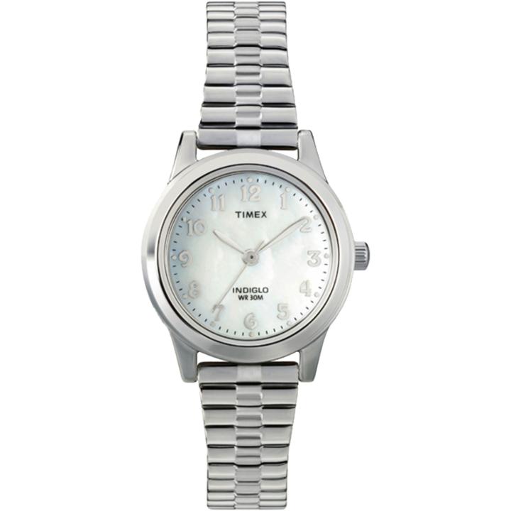 Timex Womens Round Mother-of-pearl Watch T2m826
