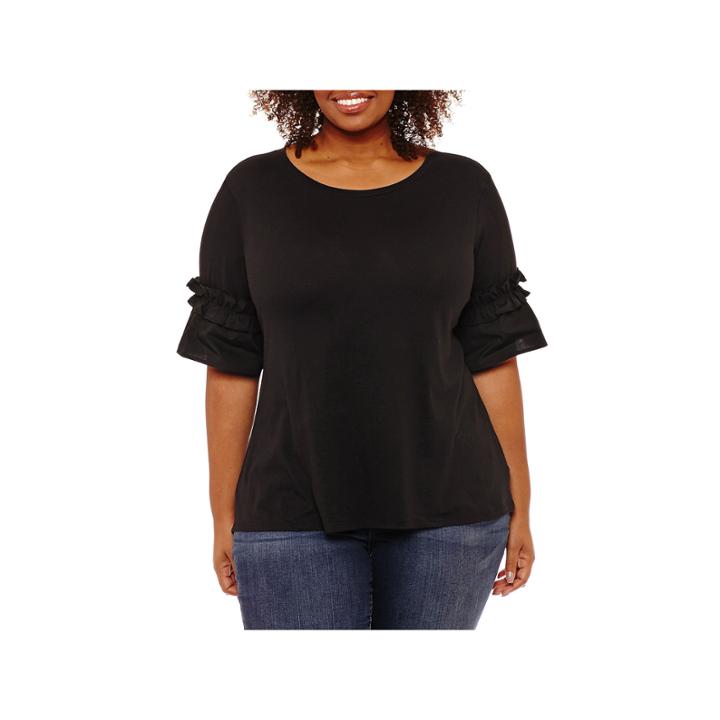 A.n.a Short Ruffle Sleeve T-shirt-womens Plus
