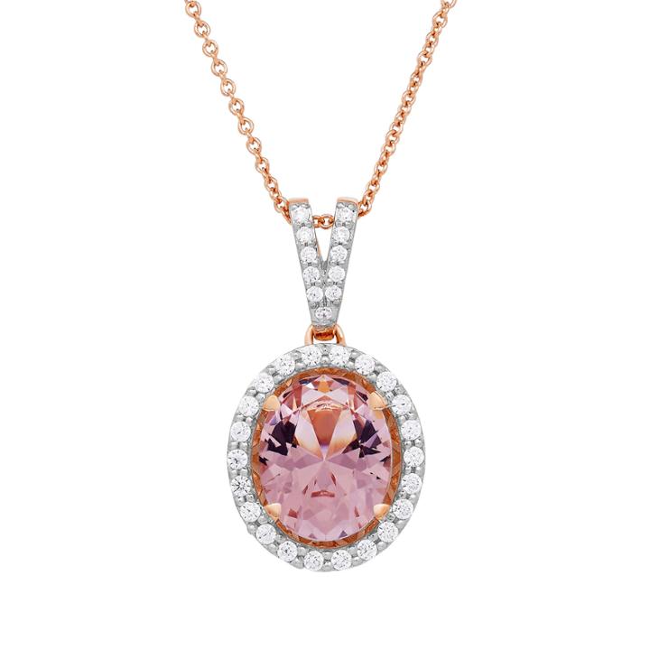 Womens Simulated Morganite Pendant Necklace