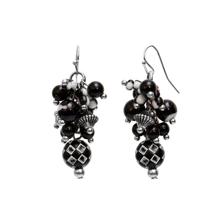 Aris By Treska Silver-tone Black Crystal Drop Earrings