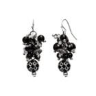 Aris By Treska Silver-tone Black Crystal Drop Earrings