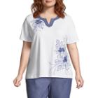 Alfred Dunner Blues Traveler Floral Embroidery Tee- Plus