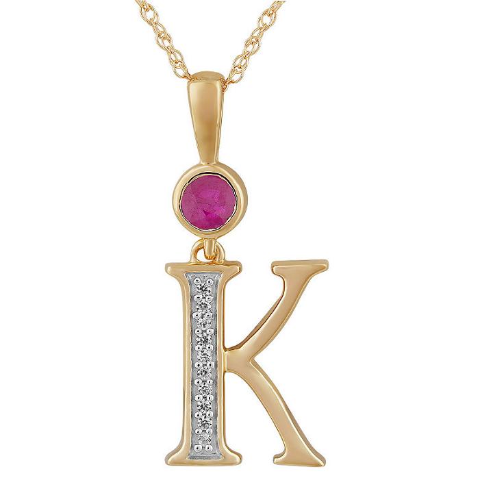 K Womens Lab Created Red Ruby 14k Gold Over Silver Pendant Necklace