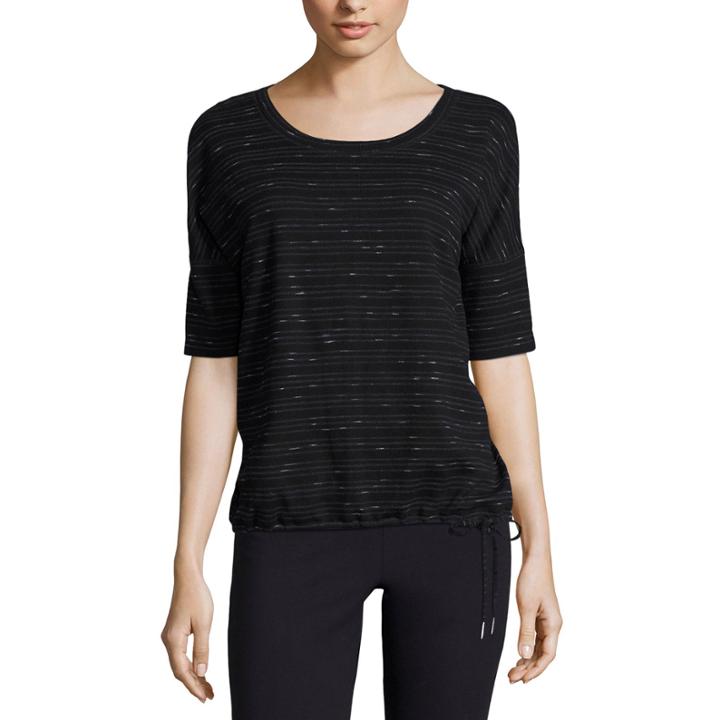 Liz Claiborne Elbow Sleeve Crew Neck Stripe T-shirt-womens