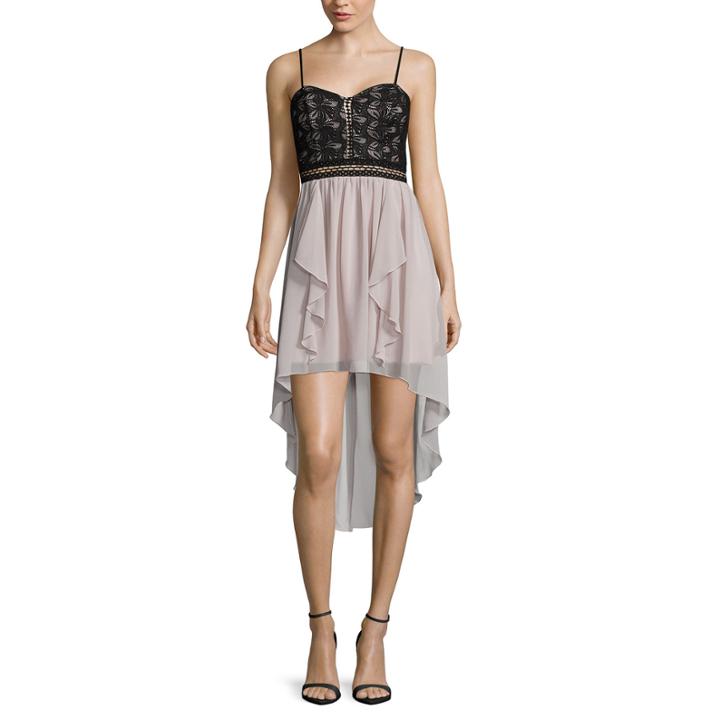City Triangles Spaghetti-strap Crochet-waist High-low Dress - Juniors