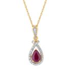 Womens 1/6 Ct. T.w. Lab Created Red Ruby 10k Gold Pendant Necklace