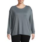 Xersion Long Sleeve Side Ruched Pullover - Plus