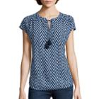 St. John's Bay Short-sleeve Tie-front Peasant Top - Tall