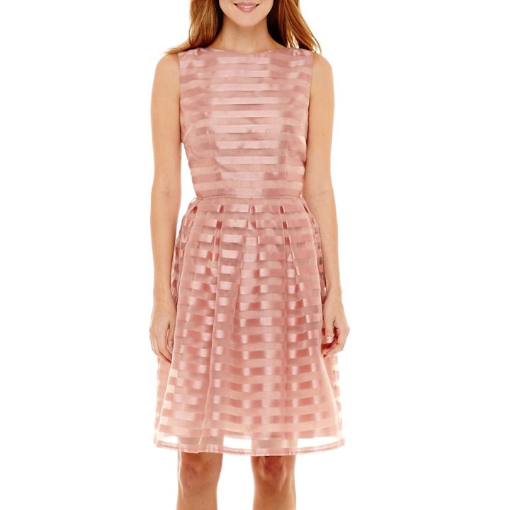 London Style Collection Sleeveless Shantung Fit-and-flare Dress