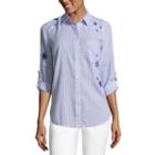 Liz Claiborne Embroidered Button-front Shirt