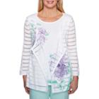 Alfred Dunner Roman Holiday 3/4 Sleeve Crew Neck Layered Sweaters