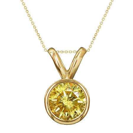 1/2 Ct. T.w. Color-enhanced Yellow Diamond Solitaire Pendant Necklace