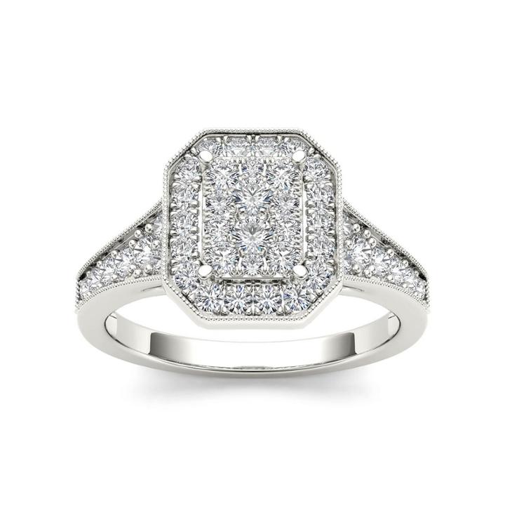 Original Moxie Womens 5/8 Ct. T.w. Round White Diamond 10k Gold Engagement Ring
