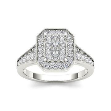 Original Moxie Womens 5/8 Ct. T.w. Round White Diamond 10k Gold Engagement Ring