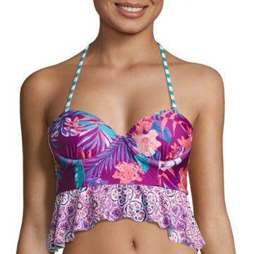 Social Angel Floral Tankini Swimsuit Top-juniors