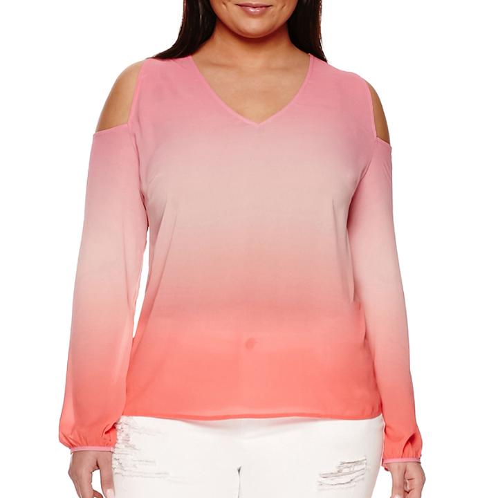 A.n.a Long-sleeve Cold-shoulder Blouse - Plus