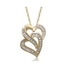1/8 Ct. T.w. Diamond 10k Yellow Gold Double Heart Pendant Necklace
