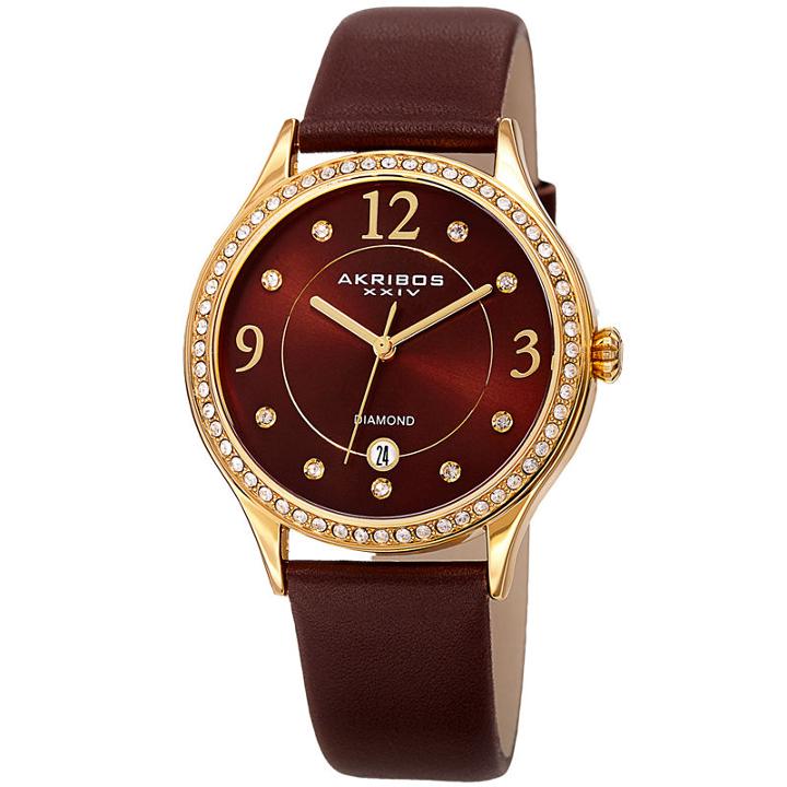 Akribos Xxiv Womens Brown Strap Watch-a-1011br