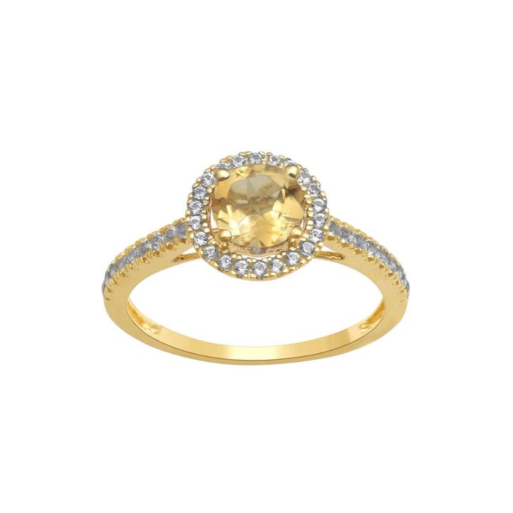 Genuine Citrine And Lab-created White Sapphire 10k Yellow Gold Halo Ring
