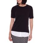 Sag Harbor Short-sleeve Modern Geo Layered Sweater