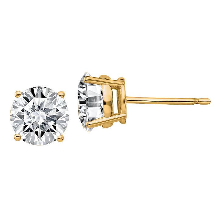 1 7/8 Ct. T.w. White Moissanite 14k Gold 6.5mm Round Stud Earrings