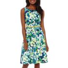 Black Label By Evan-picone Sleeveless Floral Fit And Flare Dress